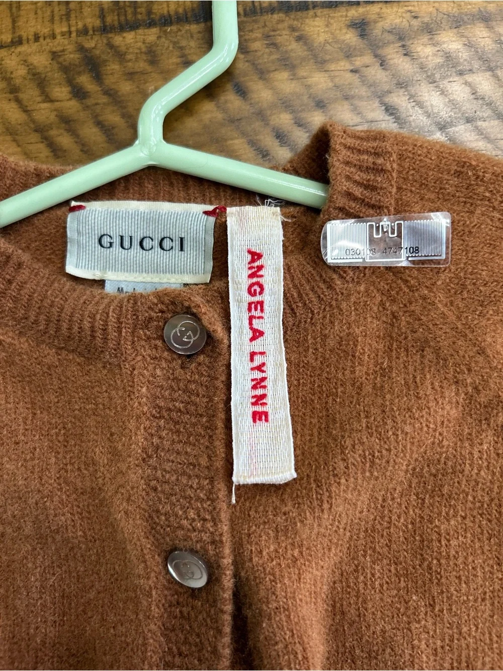 Gucci Kids Rust Brown Floral GG Knit Cardigan